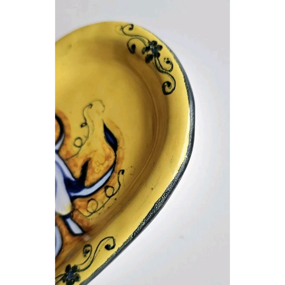 Vintage Giacomini Ceramiche Orvieto Hand Painted Ceramic Serving Dish / Wall Art
